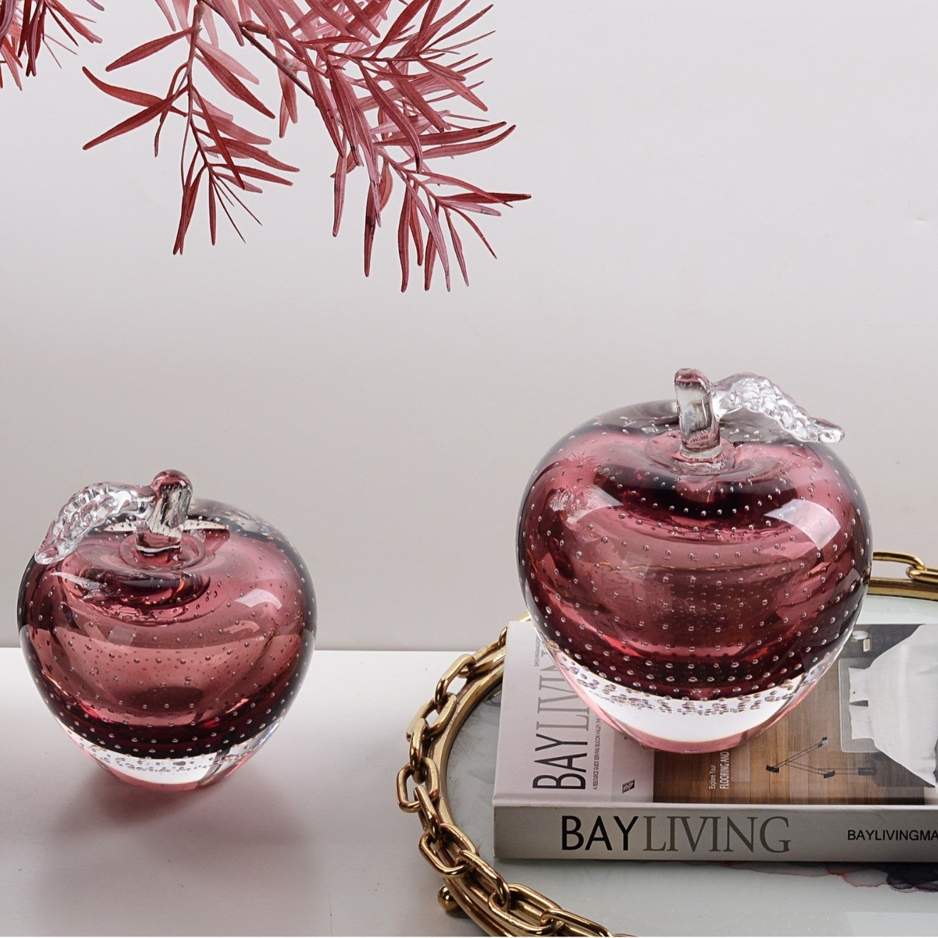 Light-luxury Stained-glass Apple-style Living Room Decor Piece